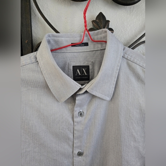 Armani Exchange Gray Herringbone Button-Up Shirt - Picture 4 of 11